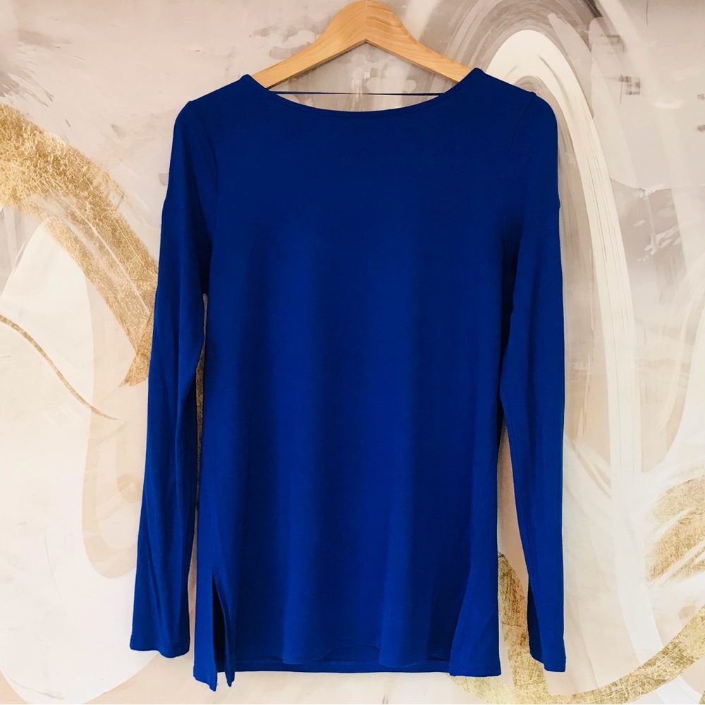 CABLE & GAUGE | Jewelled Cold Shoulder Cobalt Blue Top Size Medium
